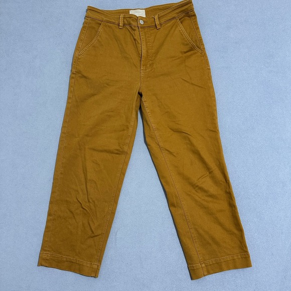 Everlane Pants - Everlane Cropped Straight Leg Pants Denim Mid-Rise Mustard Brown Womens Size 10
